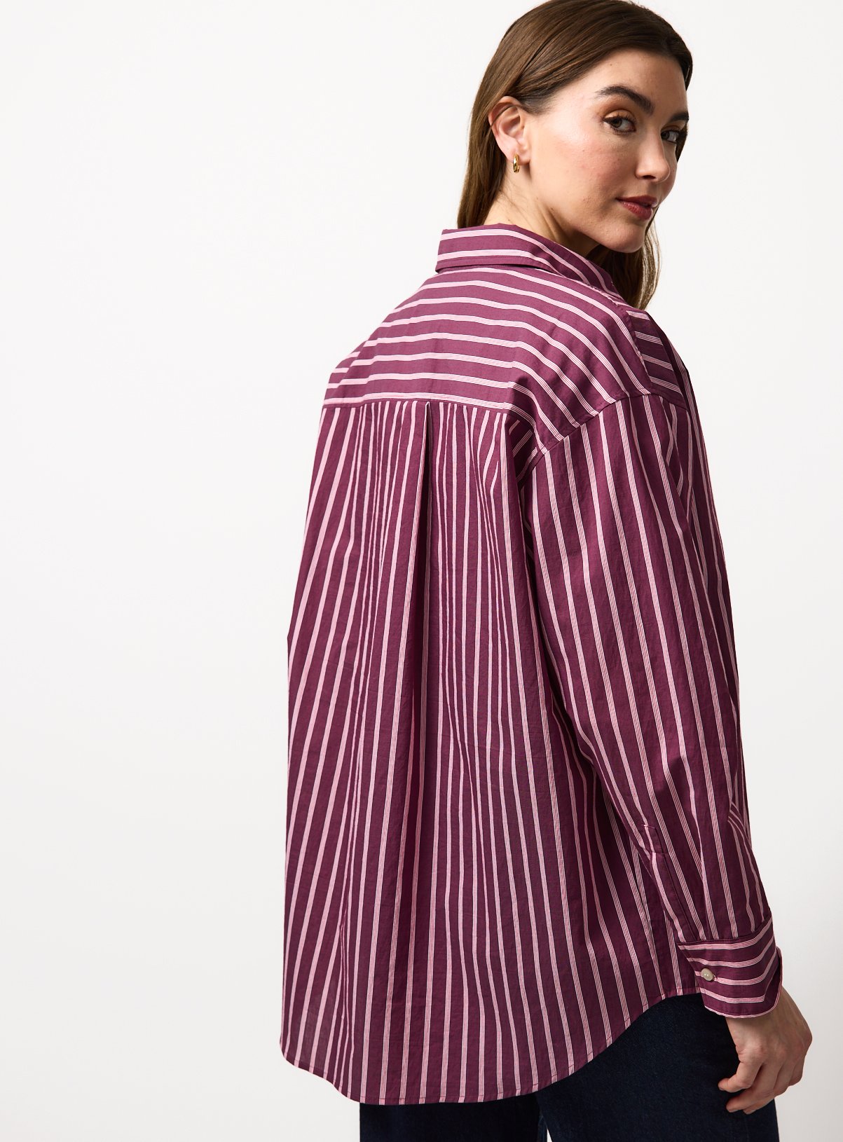 Dark Red Stripe Relaxed Long Sleeve Shirt 14 - Image 4 thumbnail